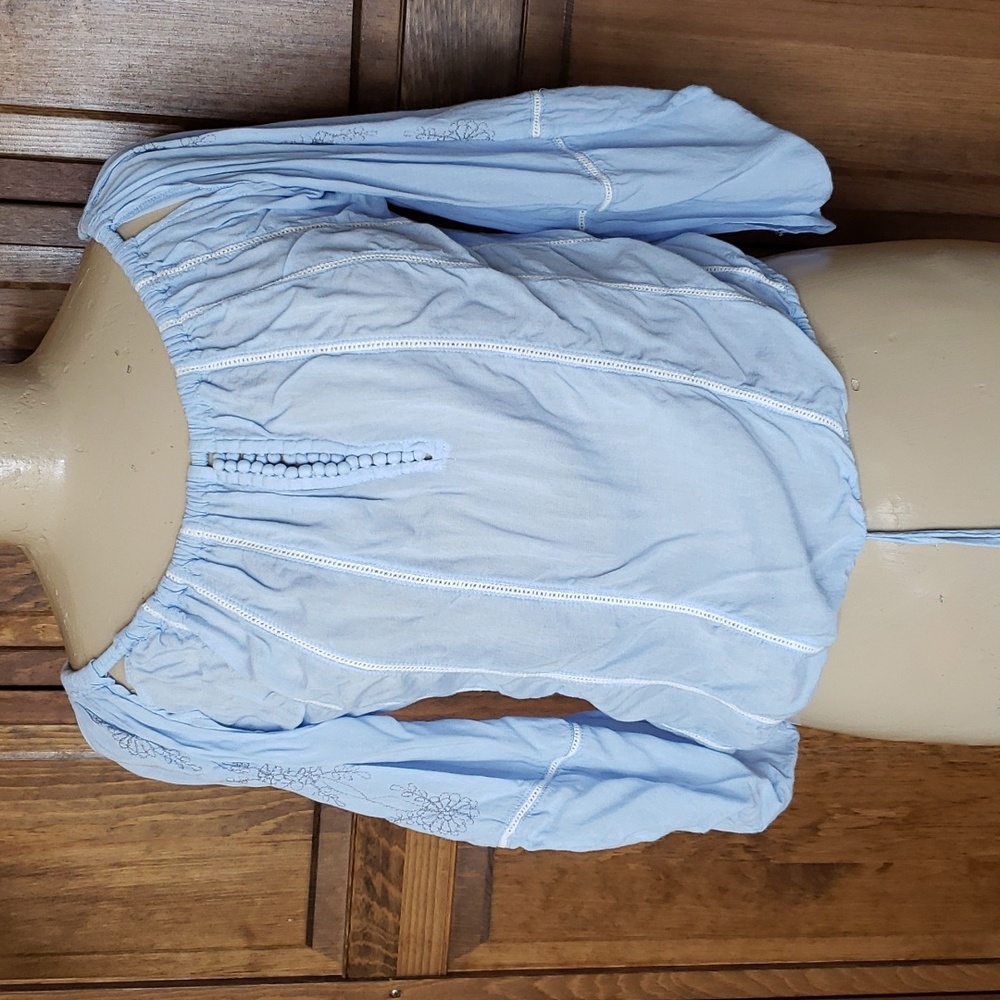 Poupette St Barth Lightweight Peasant Blouse Top Sz 1